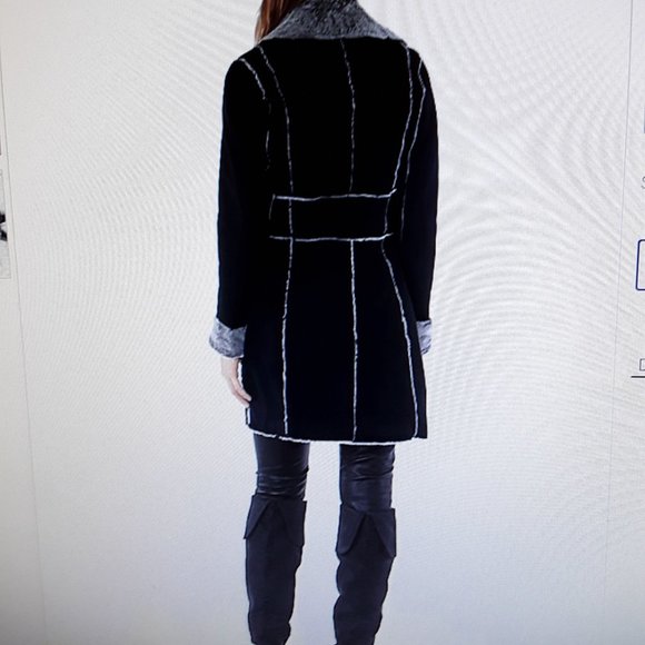 NWOT VENUS sz 12 womens faux Suede Fur Long Winter Coat - Picture 9 of 9